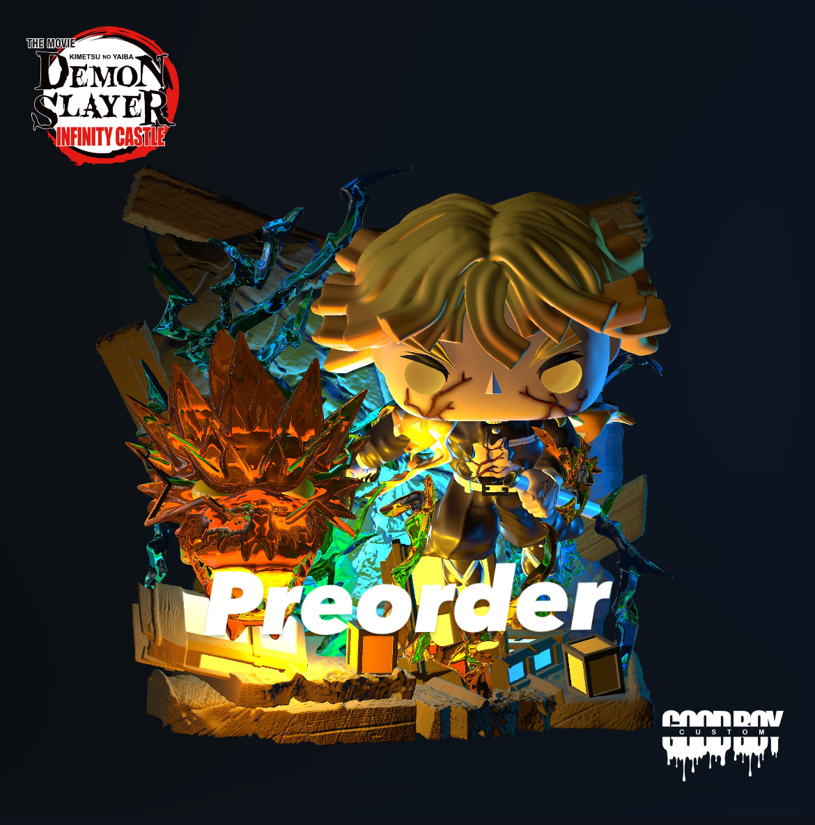 Pre-order Custom Zenitsu Flaming Thunder God with LED Lights with 6” Custom Box